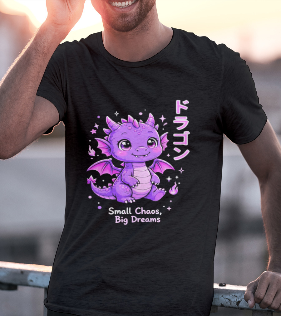 Dragon Small Chaos Big Dreams Purple Kawaii Anime T-Shirt