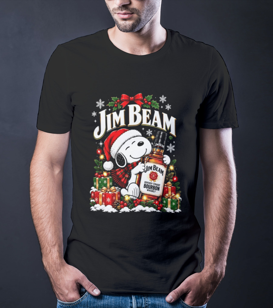 Jim Beam Christmas 2026 Bourbon Santa Hat Holiday Bottle And Presents T-Shirt
