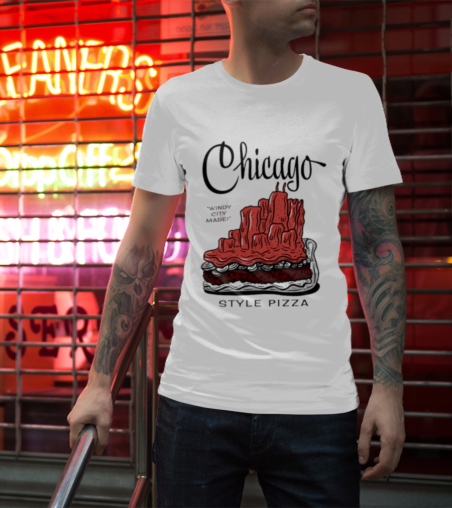 Chicago Windy City Made Deep Dish Style Pizza T-Shirt