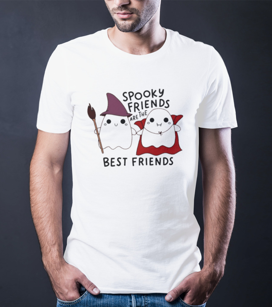 Spooky Friends Are The Best Friends Witch And Vampire Ghosts Halloween 2026 T-Shirt