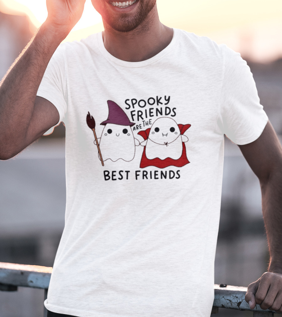 Spooky Friends Are The Best Friends Witch And Vampire Ghosts Halloween 2026 T-Shirt