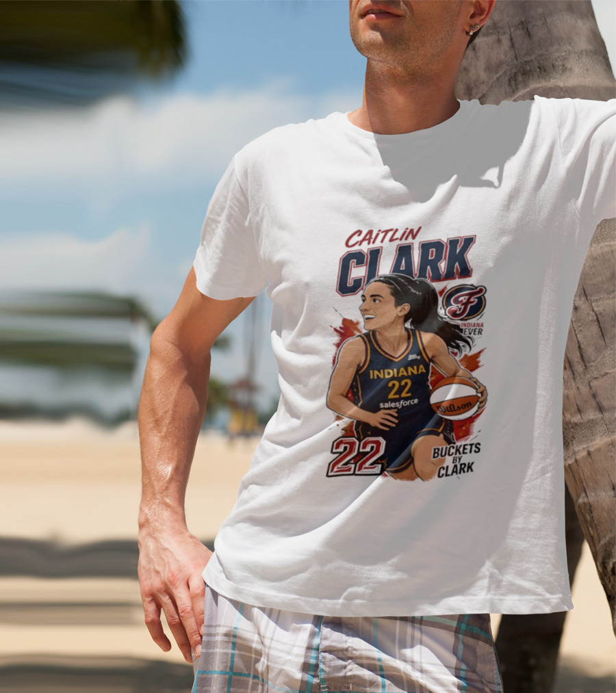 Indiana Fever Caitlin Clark 22 Buckets Basketball Caricature T-Shirt