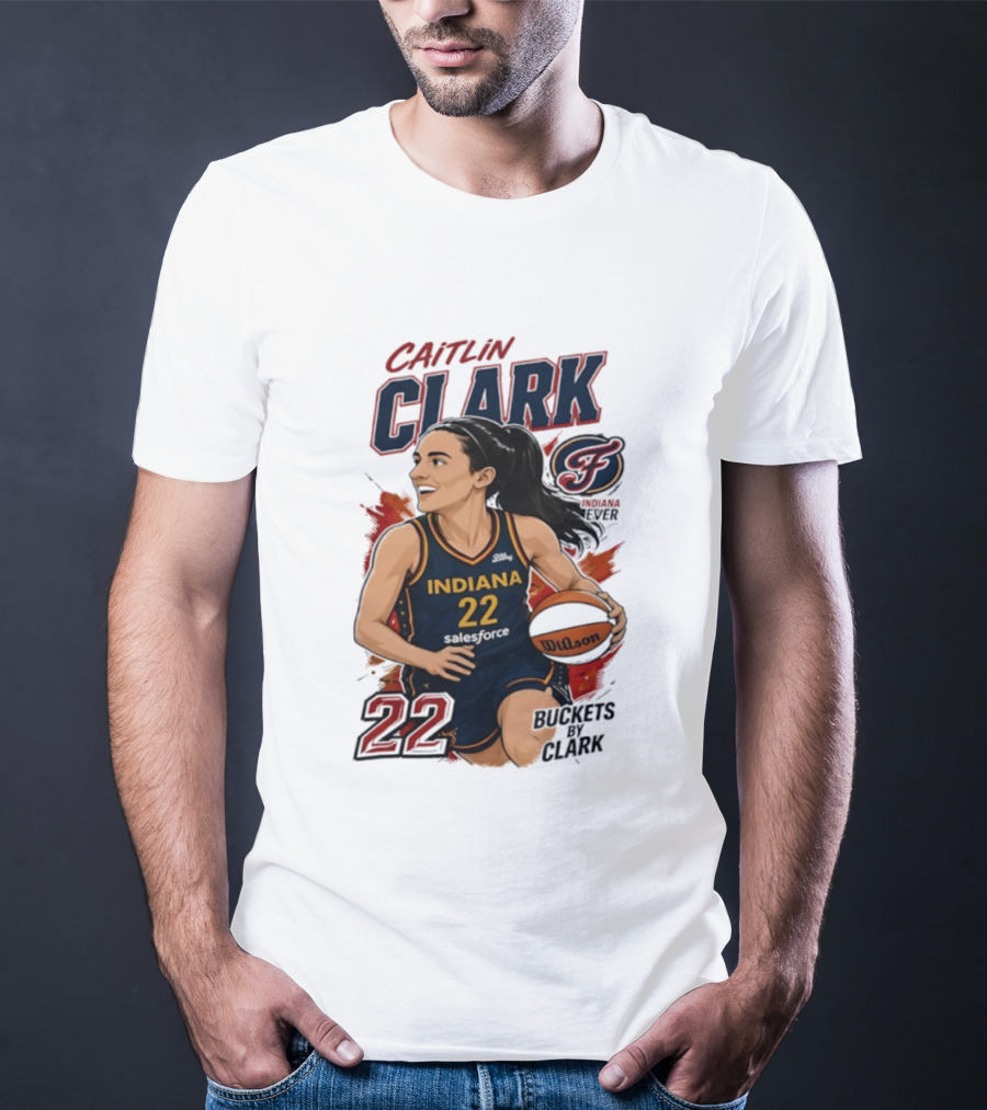Indiana Fever Caitlin Clark 22 Buckets Basketball Caricature T-Shirt