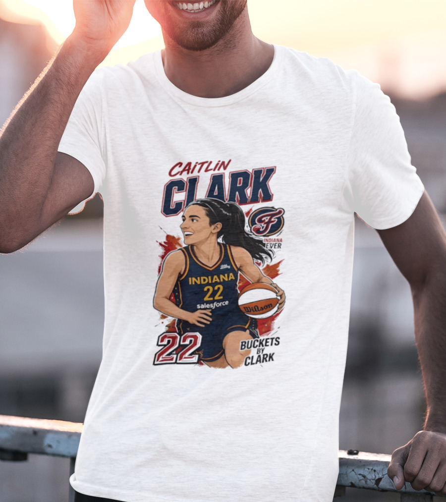 Indiana Fever Caitlin Clark 22 Buckets Basketball Caricature T-Shirt