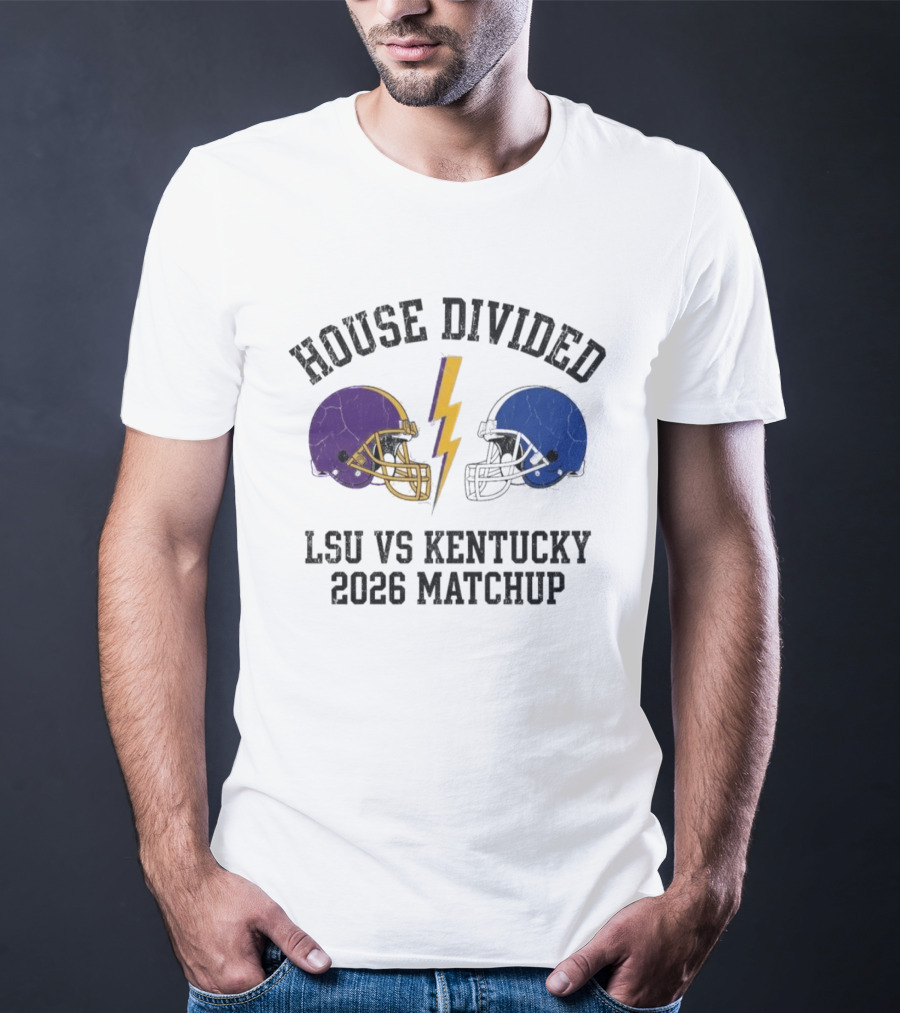 House Divided LSU Vs Kentucky 2026 Matchup Helmets And Lightning Bolt T-Shirt