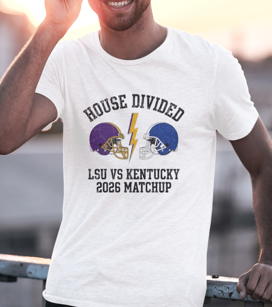 House Divided LSU Vs Kentucky 2026 Matchup Helmets And Lightning Bolt T-Shirt