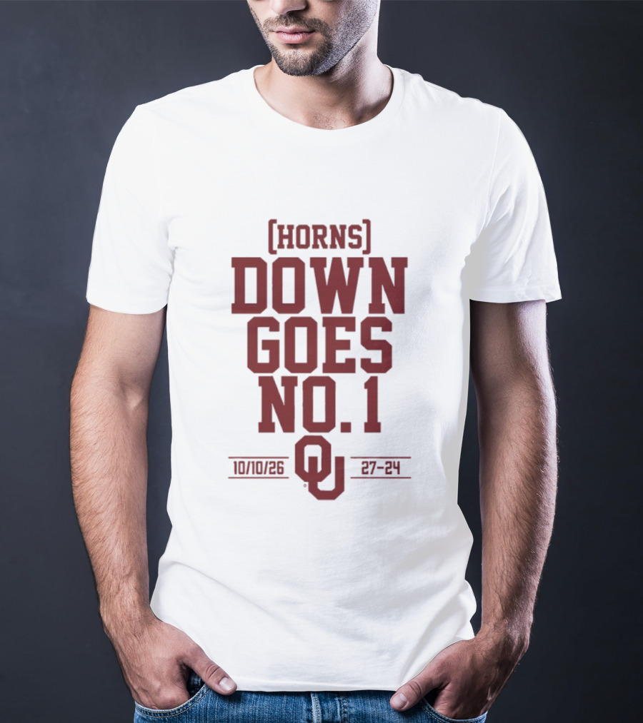 Horns Down Goes No. 1 OU 10/10/26 27 24 T-Shirt