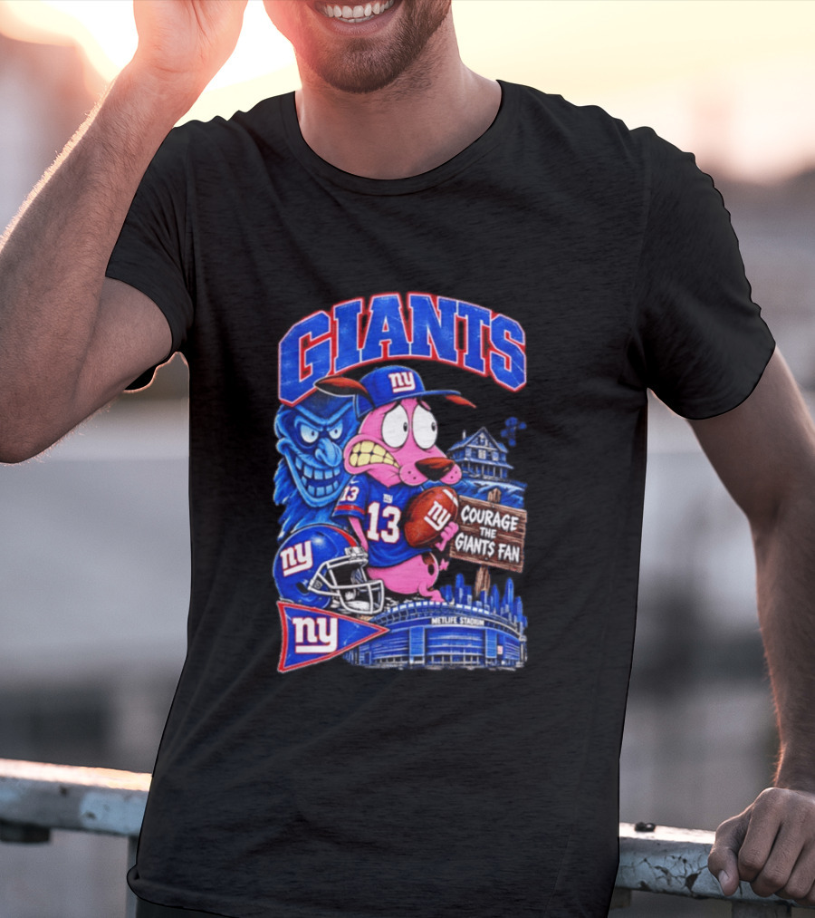 Courage The Cowardly Dog NY Giants Fan 13 Metlife Stadium T-Shirt