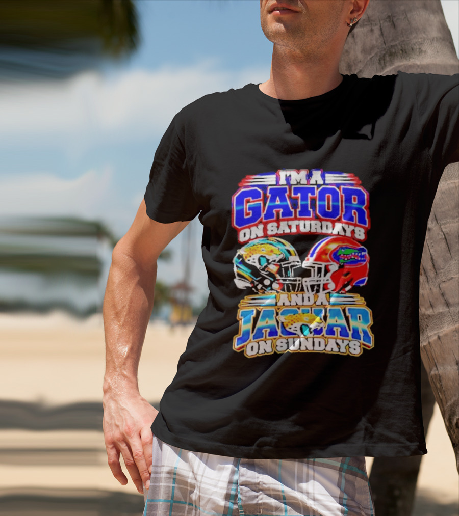 Florida Football Gator On Saturdays Jaguar On Sundays Helmets T-Shirt