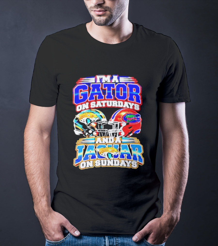 Florida Football Gator On Saturdays Jaguar On Sundays Helmets T-Shirt