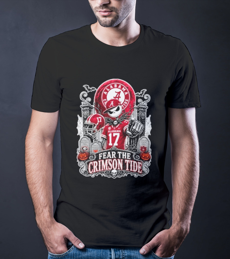 Alabama Crimson Tide Halloween Jack Skellington Fear The Crimson Tide T-Shirt