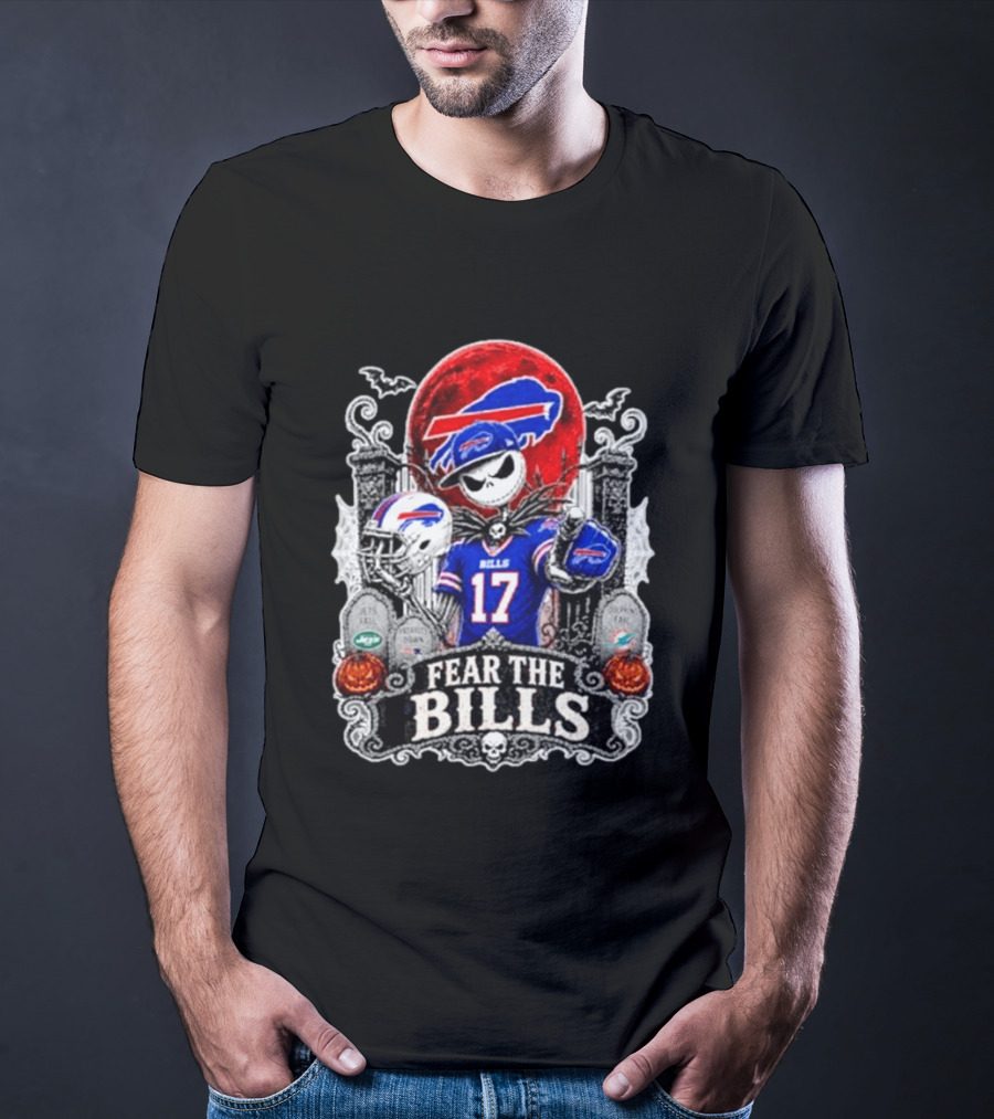 Jack Skellington Buffalo Bills Fear The Bills Halloween Football T-Shirt