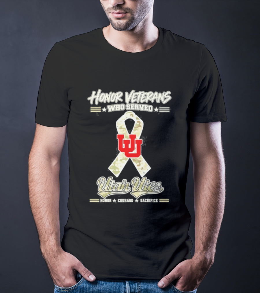 Utah Utes Camo Ribbon Honor Veterans Day Military T-Shirt