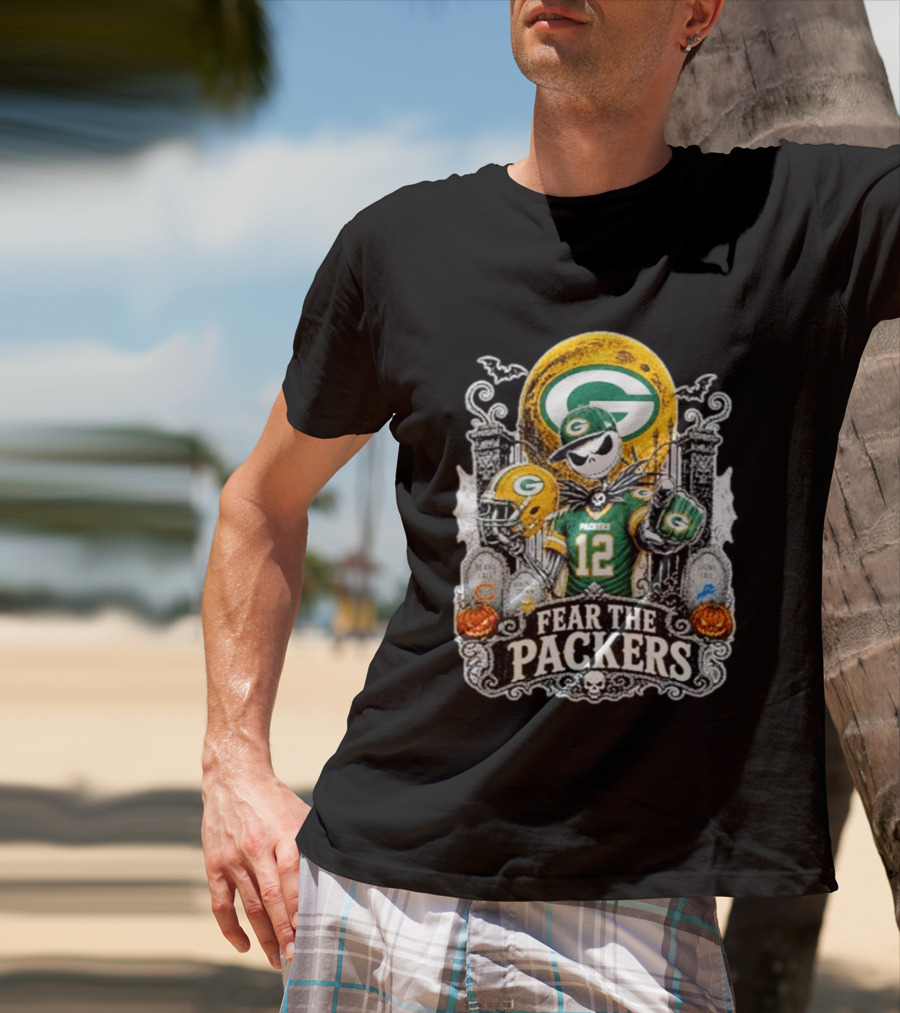 Jack Skellington Green Bay Packers Halloween Fear The Packers T-Shirt
