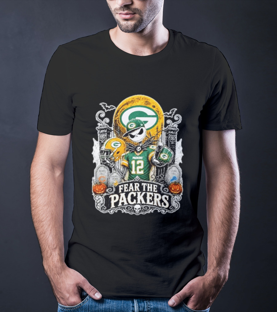 Jack Skellington Green Bay Packers Halloween Fear The Packers T-Shirt
