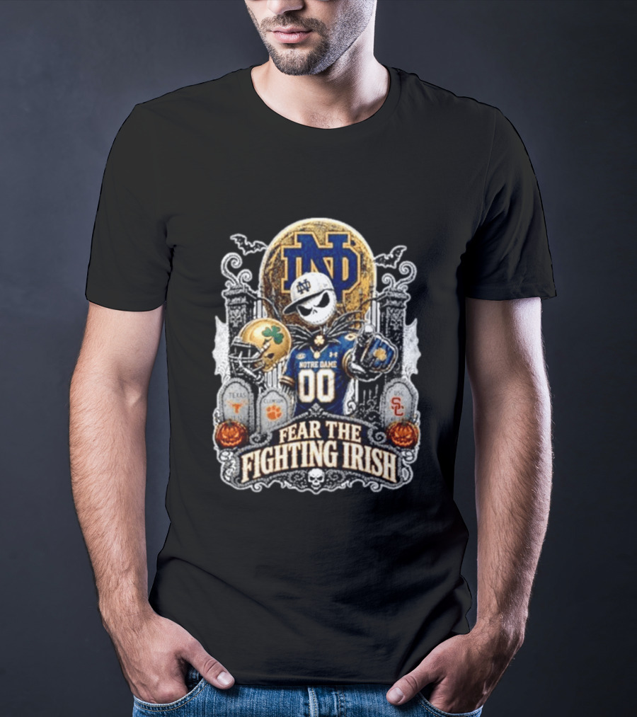 Notre Dame Fighting Irish Halloween Jack Skellington Fear The Fighting Irish T-Shirt