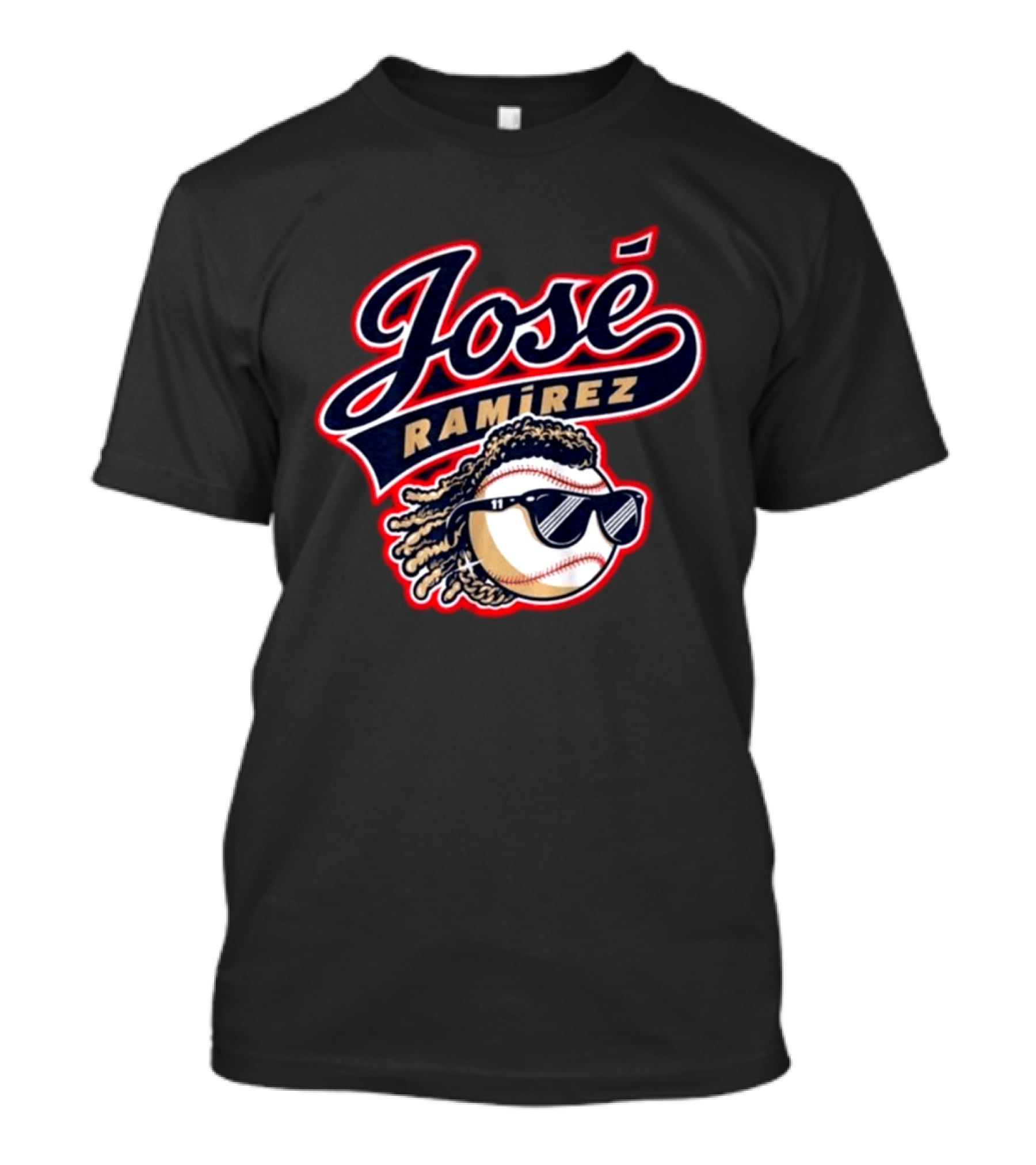 Jose Ramirez Cleveland Guardians Baseball Dreads Sunglasses T-Shirt