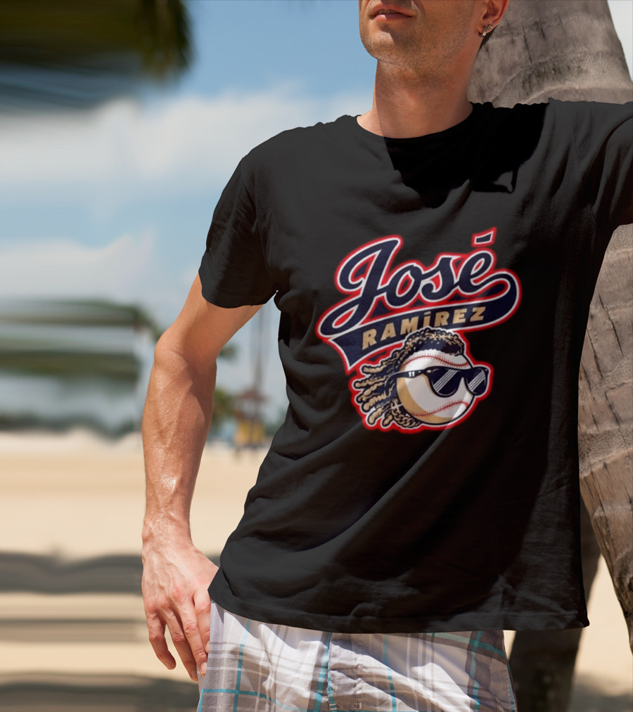 Jose Ramirez Cleveland Guardians Baseball Dreads Sunglasses T-Shirt