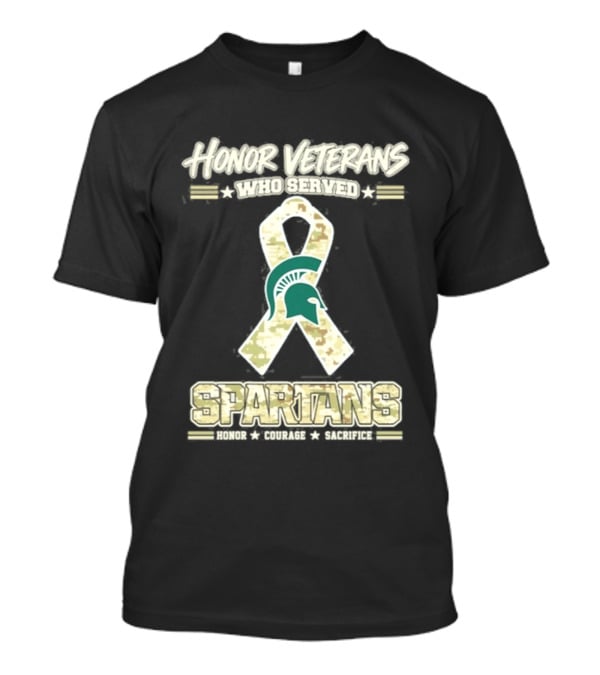 Michigan State Spartans Honor Veterans Camo Ribbon Veterans Day T-Shirt