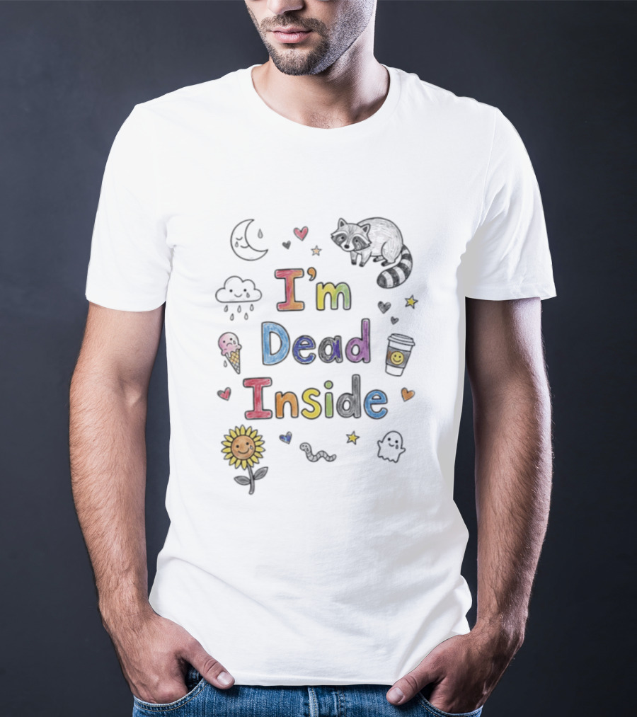 I'm Dead Inside Cute Cat Coffee Ghost Sunflower Emoji T-Shirt