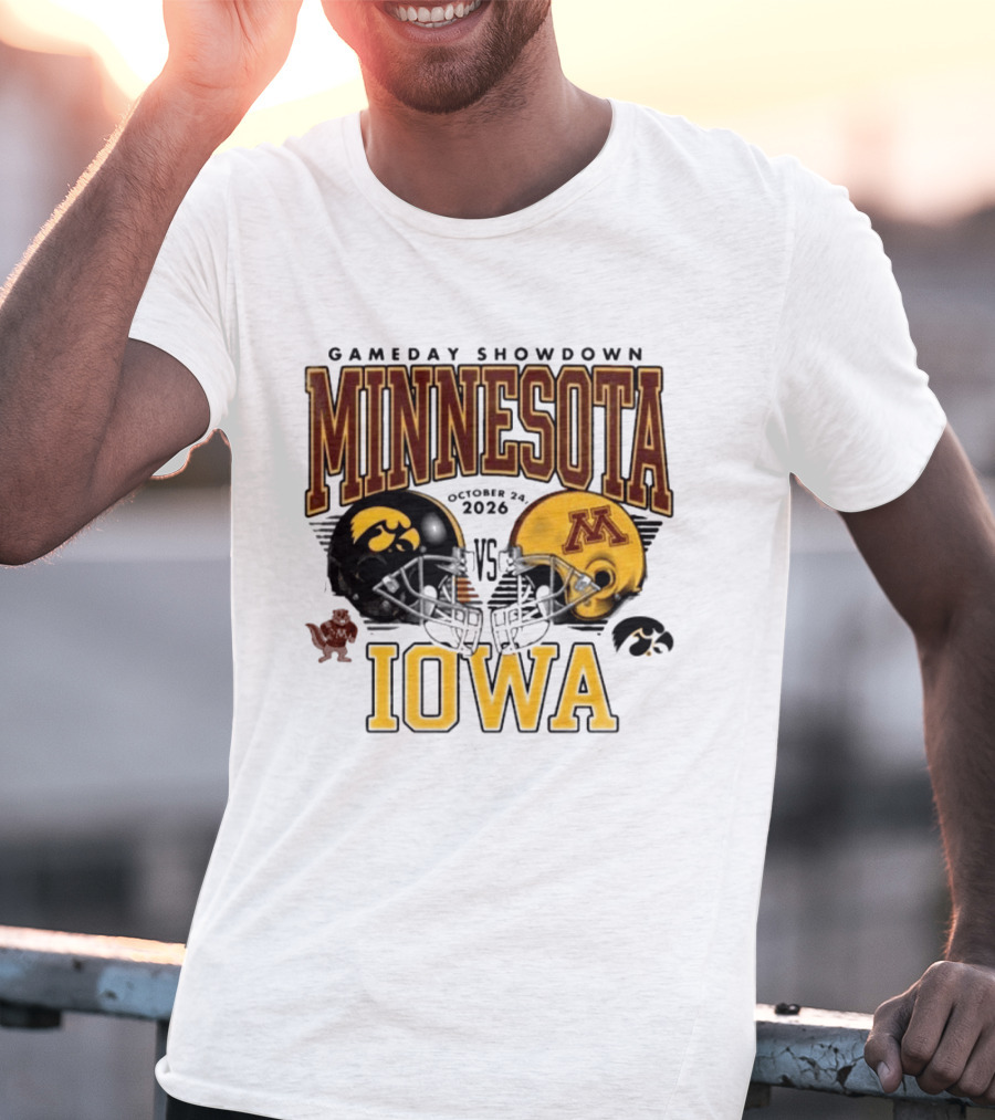 Gameday Showdown Minnesota Vs Iowa October 24 2026 Hawkeyes Golden Gophers Clash T-Shirt