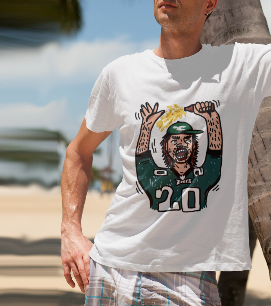 Philadelphia Eagles Angry Philly Fan With Cheesesteak And 20 Jersey T-Shirt
