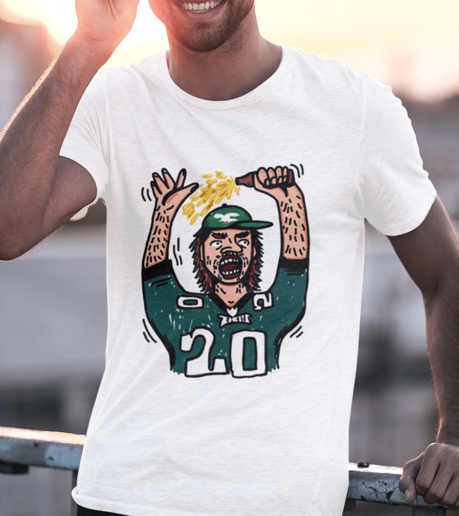 Philadelphia Eagles Angry Philly Fan With Cheesesteak And 20 Jersey T-Shirt