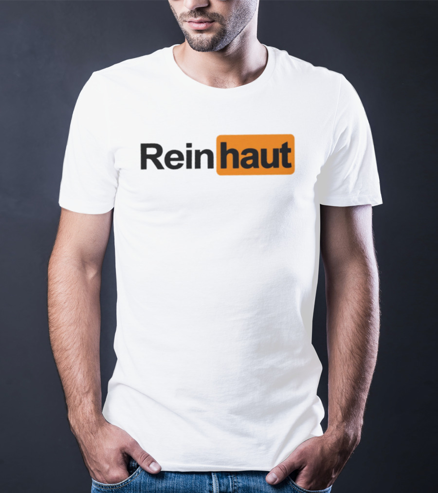 Reinhaut Bold Black And Orange Text Logo Fashion T-Shirt