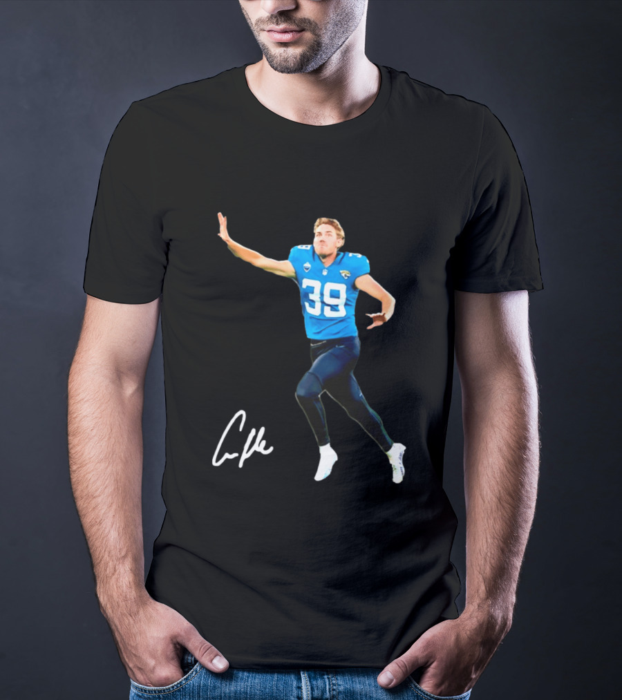 Cam Little Jacksonville Jaguars 39 Player Jumping Action T-Shirt