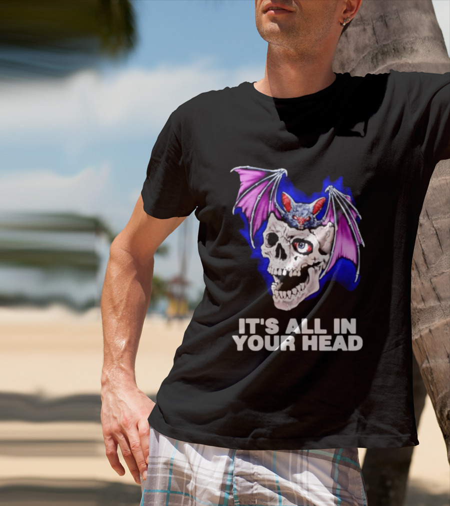 It's All In Your Head Bat Skull Gothic Colorful Horror T-Shirt