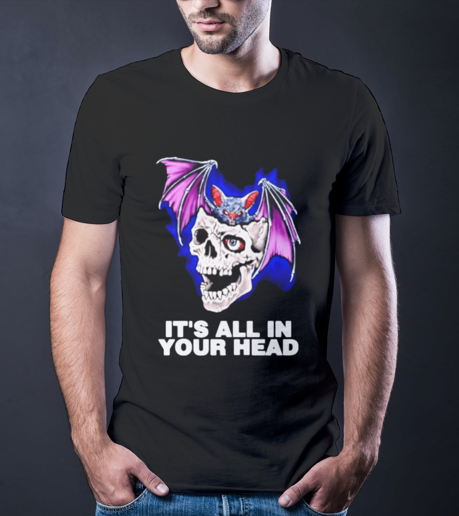 It's All In Your Head Bat Skull Gothic Colorful Horror T-Shirt
