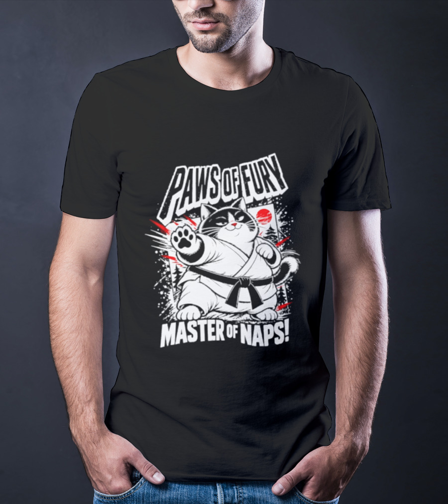 Paws Of Fury Karate Cat Master Of Naps Relaxation Expert T-Shirt