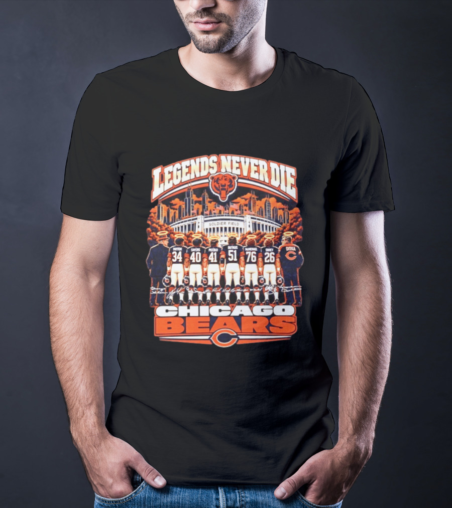 Legends Never Die Chicago Bears Soldier Field Walter Payton Sayers Singletary Ditka T-Shirt