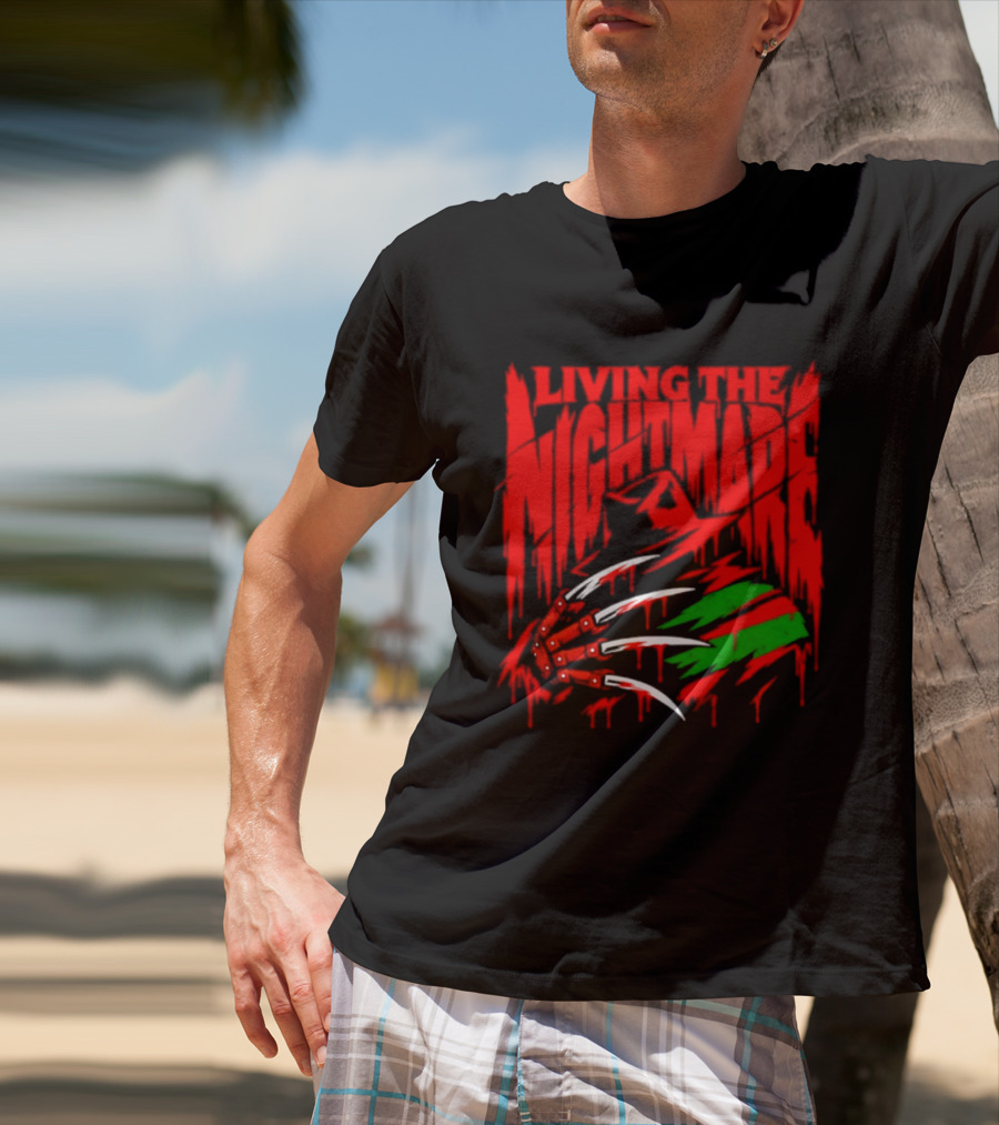 Living The Nightmare Freddy Krueger Halloween Claw Horror Movie T-Shirt