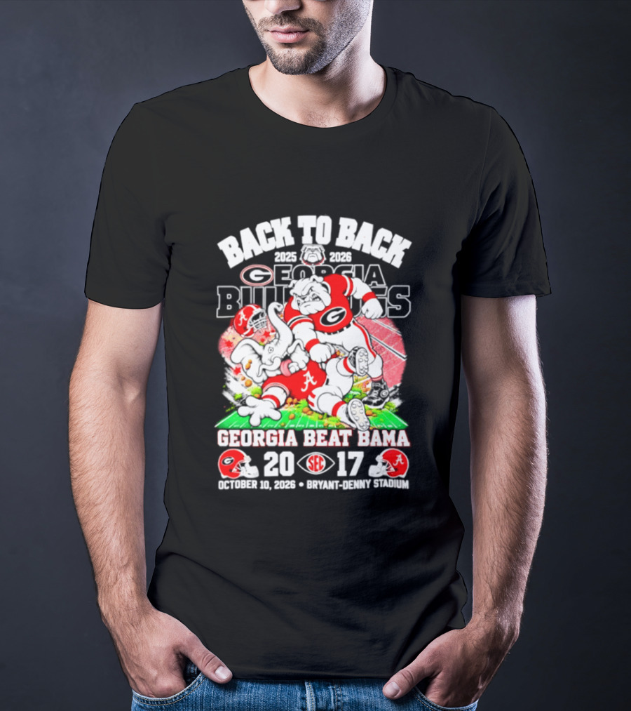 Back To Back Georgia Bulldogs Beat Bama 20 17 October 31 2026 Sanford Stadium T-Shirt