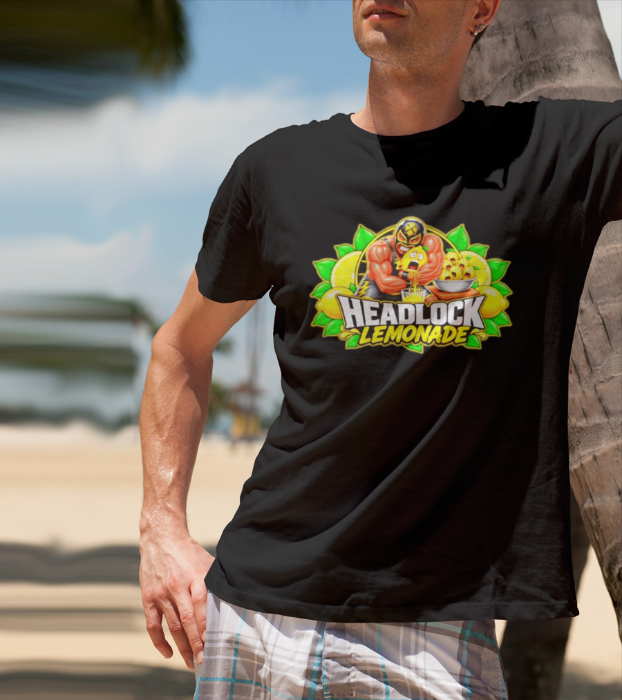 Headlock Lemonade Luchador Squeezing Lemons Cartoon T-Shirt