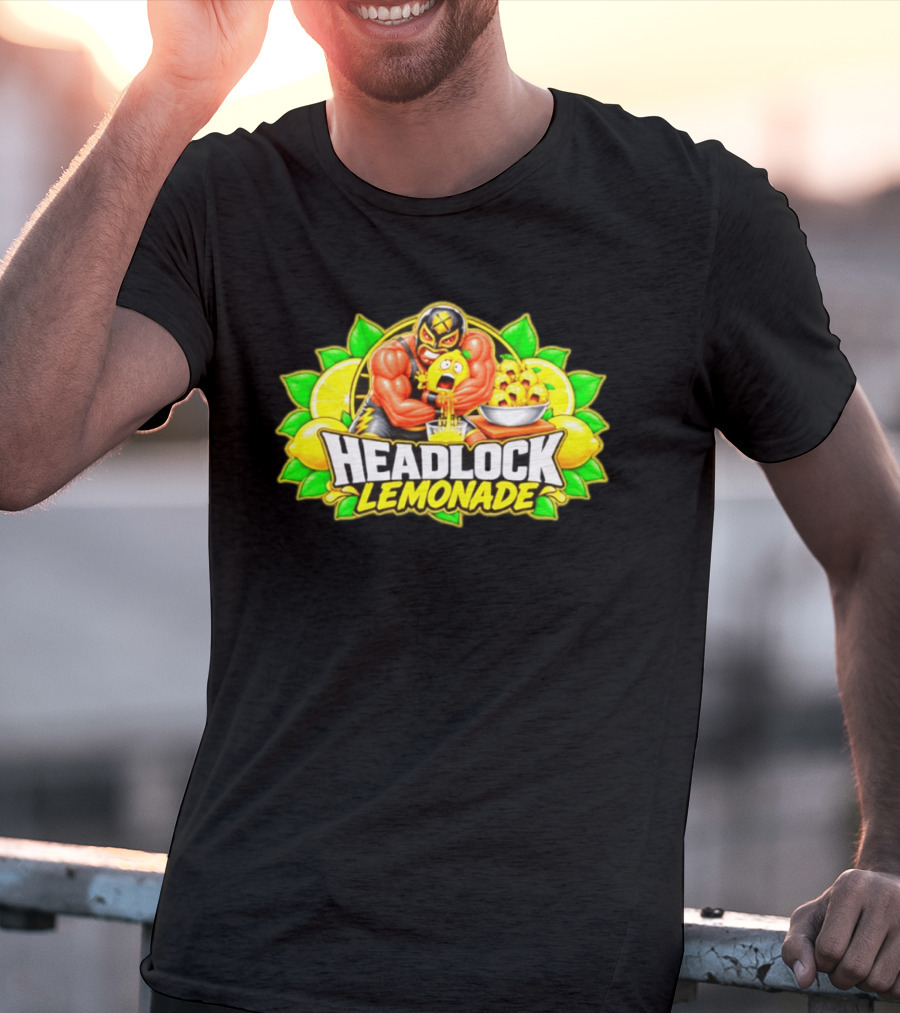 Headlock Lemonade Luchador Squeezing Lemons Cartoon T-Shirt