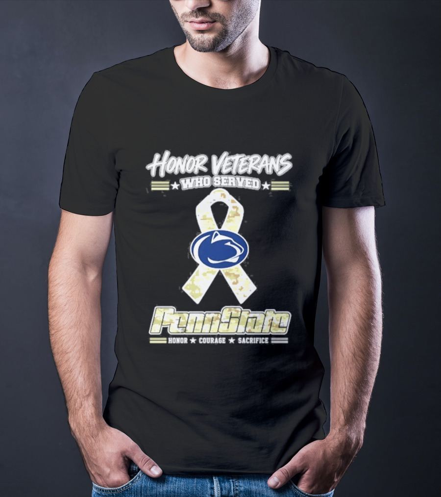 Penn State Nittany Lion Honor Veterans Military Camo Ribbon T-Shirt