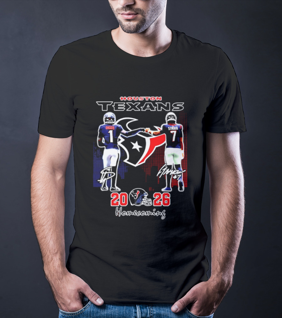 Houston Texans Stefon Diggs C.J. Stroud 2026 Homecoming Signatures T-Shirt