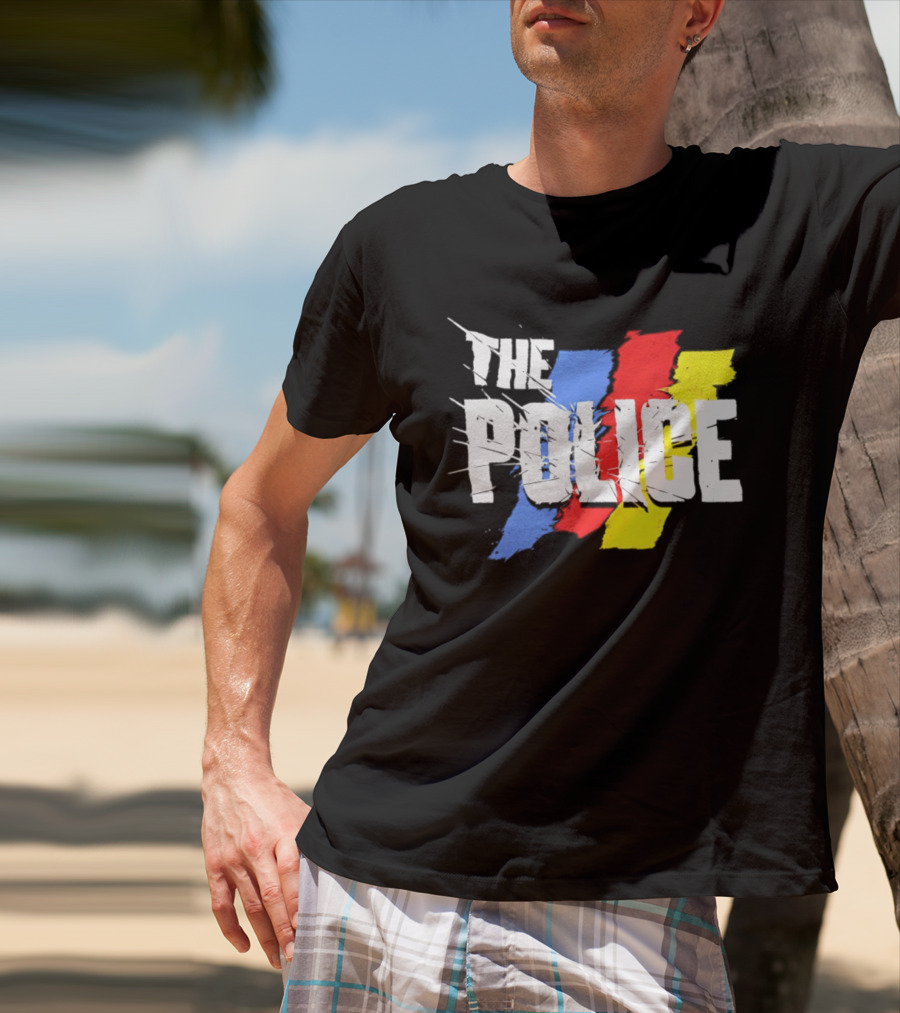 The Police Band Logo With Colorful Stripes T-Shirt