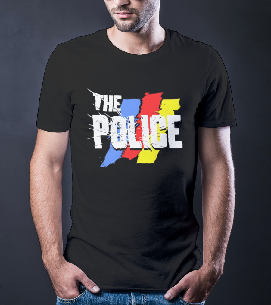 The Police Band Logo With Colorful Stripes T-Shirt