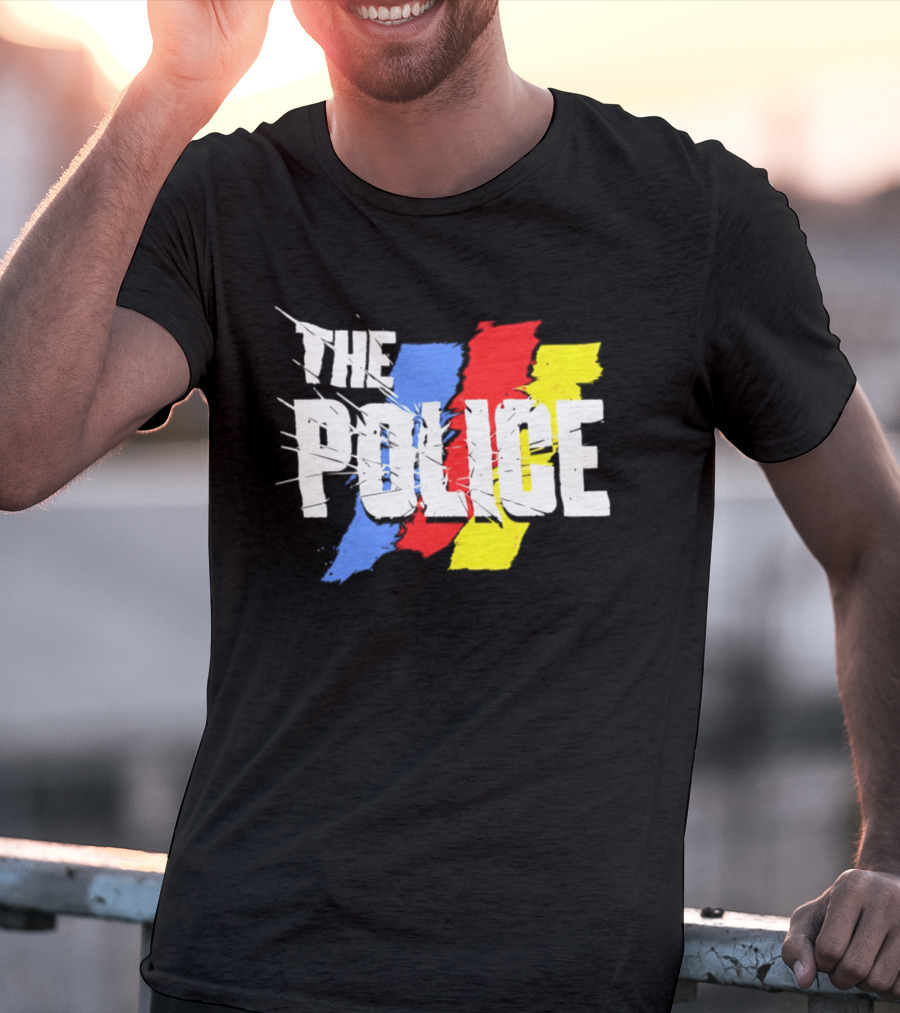The Police Band Logo With Colorful Stripes T-Shirt