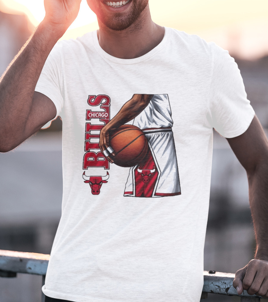 Chicago Bulls Basketball Team Player Holding Ball Iconic Sports Uniform T-Shirt
