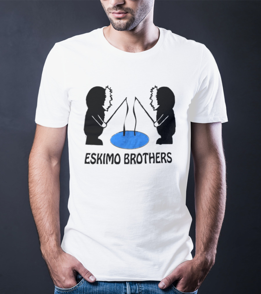 Eskimo Brothers Ice Fishing Duo With Hole And Rods T-Shirt
