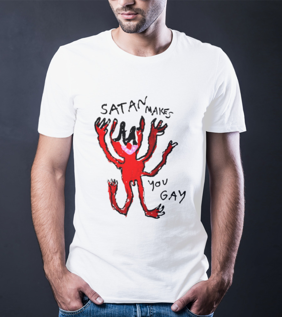 Satan Makes You Gay Devil Six Armed Creature T-Shirt