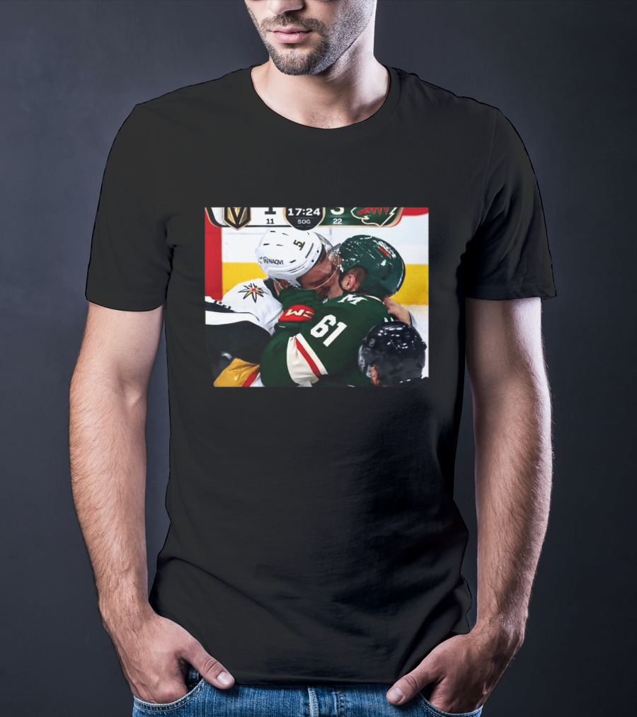 Lorenz And Lauzon Kissing Fight Vegas Golden Knights Minnesota Wild NHL Hockey T-Shirt