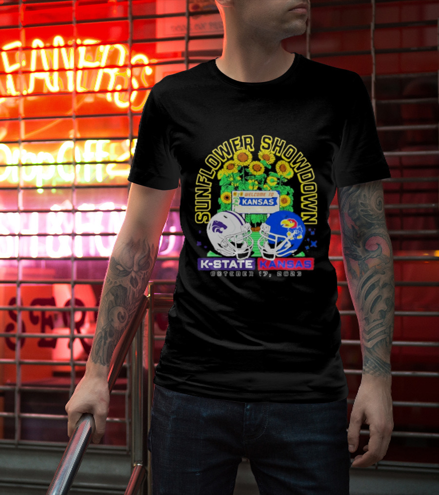 Sunflower Showdown K State Wildcats Vs Kansas Jayhawks October 17 2026 Welcome To Kansas Rivalry T-Shirt