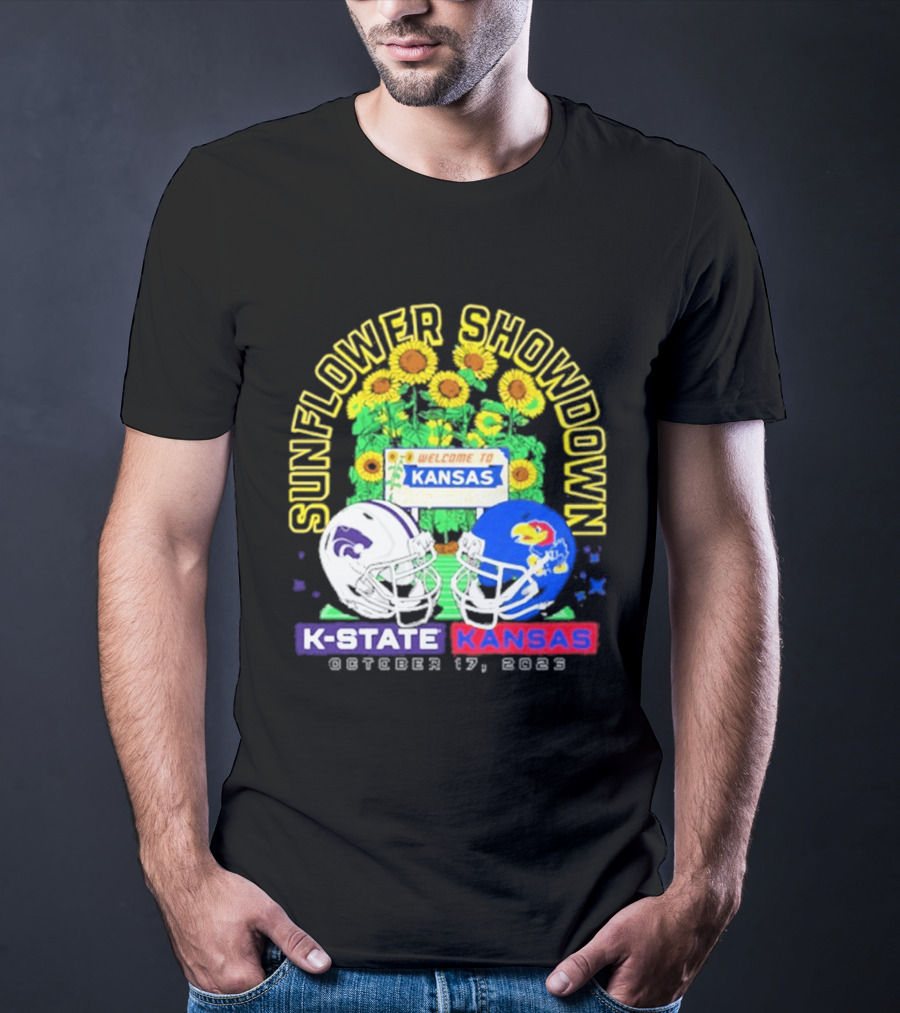 Sunflower Showdown K State Wildcats Vs Kansas Jayhawks October 17 2026 Welcome To Kansas Rivalry T-Shirt