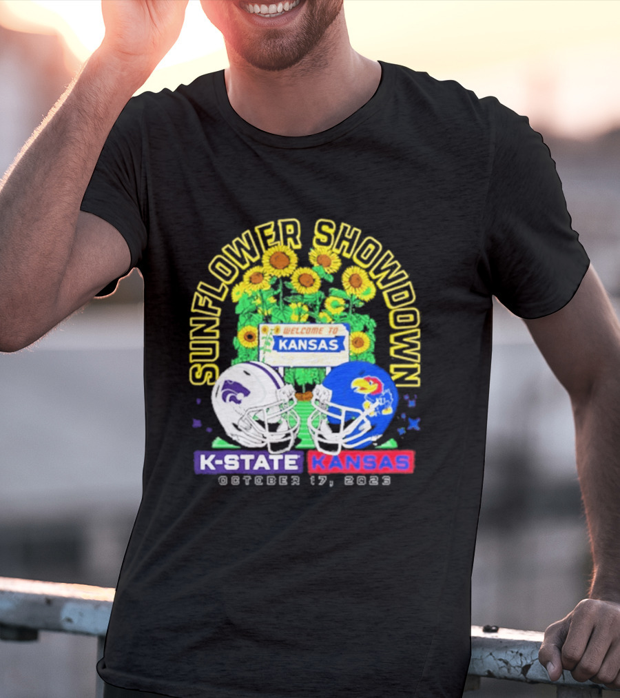 Sunflower Showdown K State Wildcats Vs Kansas Jayhawks October 17 2026 Welcome To Kansas Rivalry T-Shirt
