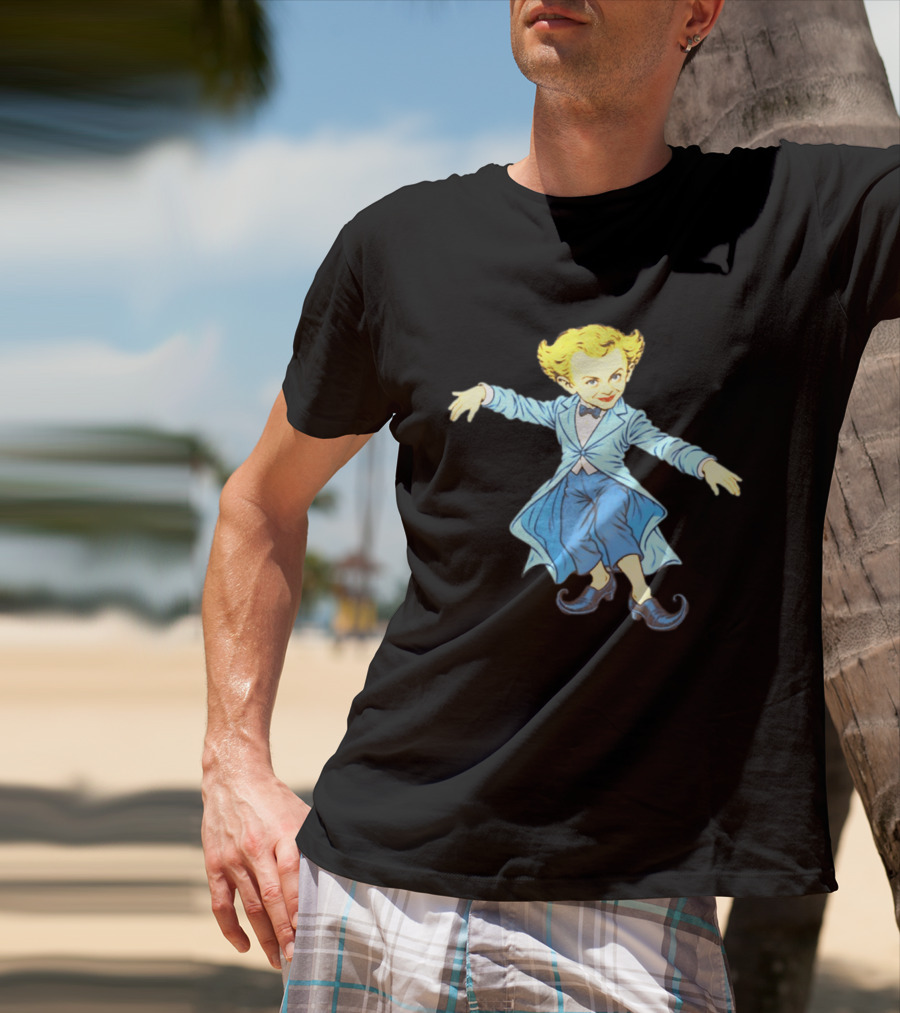 Rumpelstiltskin Tip Toe Cartoon Character In Blue Suit And Black Shoes T-Shirt